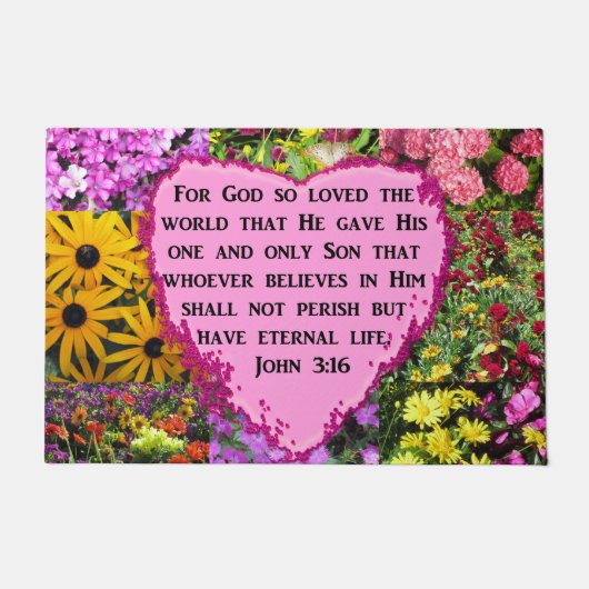 HÜBSCHE FLORALE JOHN 3:16 DESIGN FUßMATTE (Vorderseite)