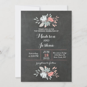 Hübsche florale Kreidetafel-Hochzeitseinladungen Einladung