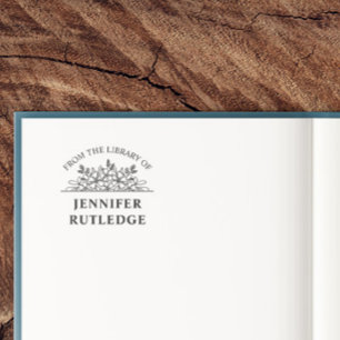 Hübsche florale Linie Art Kurven Text Buchplatte Permastempel