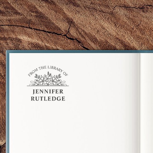 Hübsche florale Linie Art Kurven Text Buchplatte Permastempel