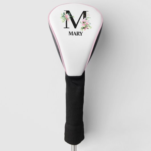 Hübsche florale m Mit Monogramm Initial Golf Headcover (Vorderseite)