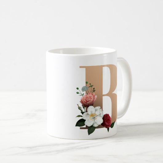 Hübsche florale Monogramm B, Kaffeetasse (VorderseiteRechts)