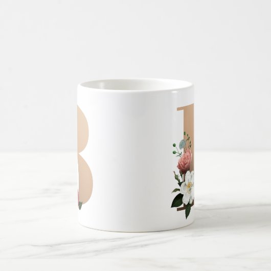 Hübsche florale Monogramm B, Kaffeetasse (Mittel)