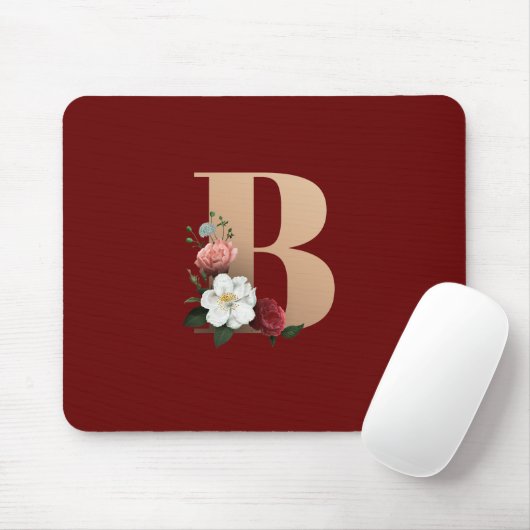 Hübsche florale Monogramm B, Mousepad (Mit Mouse)