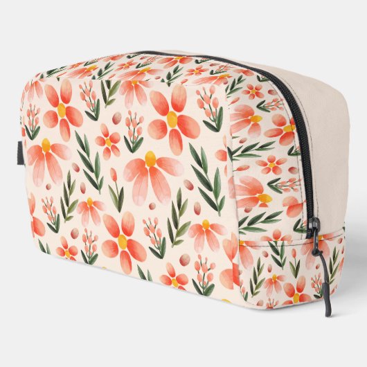 Hübsche florale Monogramm | Rosa und Pfirsich Waschbeutel (Rechte Ecke)