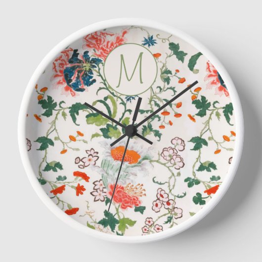 Hübsche florale Monogramm Uhr (Vorderseite)