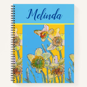 Hübsche florale Pastell-Daffodil-Blumen-Wasserfarb Notizblock