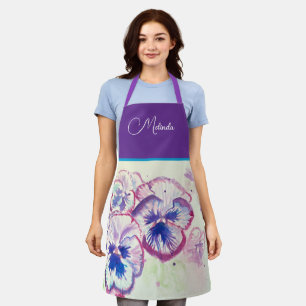 Hübsche florale Pastell-Stiefmütterchen-Lila-Wasse Schürze