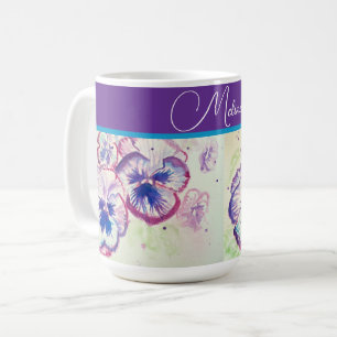 Hübsche florale pastellfarbene Stiefmütterchen-Lil Kaffeetasse