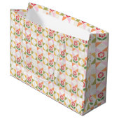 Hübsche florale Patchwork-Quilt-Geschenktasche Große Geschenktüte (Vorderseite Schrägansicht)