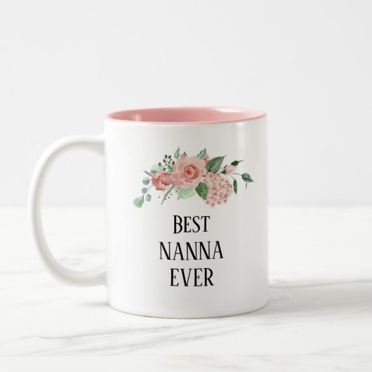 Hübsche florale Personalisiert beste Nanna jemals Zweifarbige Tasse (Links)