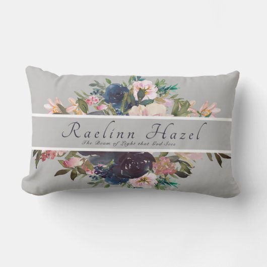 Hübsche florale Personalisierte Bedeutung Baby Mäd Lendenkissen (Vorderseite)