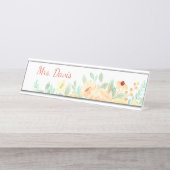 Hübsche florale Personalisierte Geschenklehrer Schreibtischnamensplakette (Vorderseite )