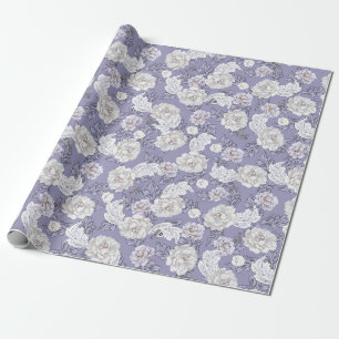 Hübsche florale Pfingstrosen staubblaue Geschenkve Geschenkpapier