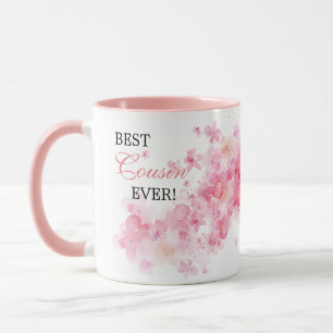 Hübsche Florale Rosa Wasserfarbe Bester Cousin übe Tasse