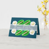 Hübsche florale Rose Blätter Blume Blauer Geburtst Karte (Gelbe Blume)