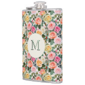 Hübsche florale Rose Botanische Blume Mit Monogram Flachmann (Links)