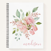 Hübsche florale Rose Name Personalisiert Journal/ Notizblock (Vorderseite)