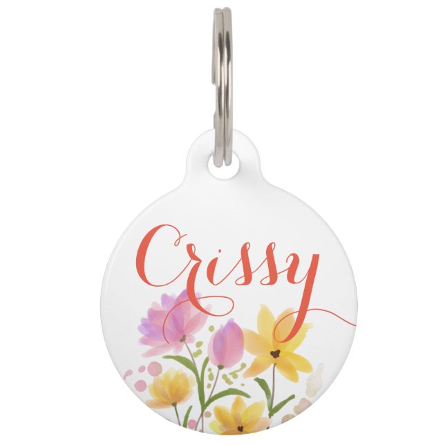 Hübsche florale Round-Pen-Markierung Haustiermarke (Vorderseite)