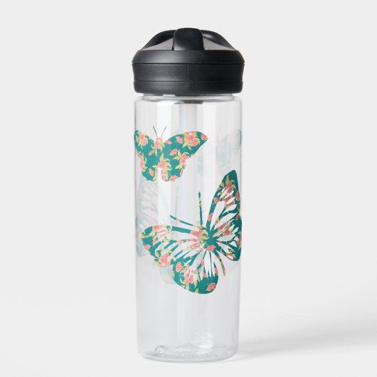 Hübsche florale Schmetterlinge Trinkflasche (Vorderseite)