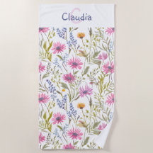 Hübsche florale Wildblumen Gemustert Mit Monogramm