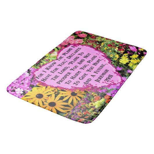 HÜBSCHE FLORALJEREMIAH 29:11 BIBLE BADEMATTE (Schrägansicht)