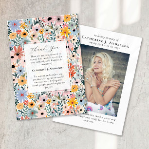 Hübsche Florals Gedenkstätte Foto Beileid Beerdigu Dankeskarte