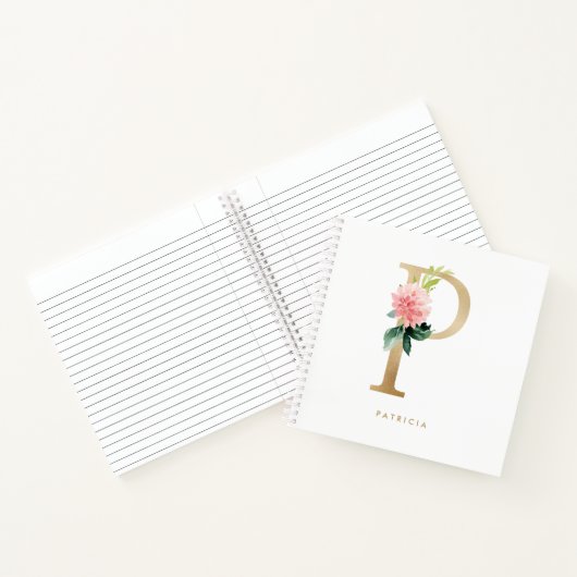 Hübsche Florals Imitats Gold Foil Letter P Monogra Notizblock (Innenseite)