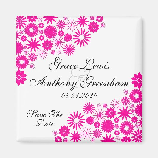 Hübsche Florals Magenta Save The Date Magnet (Vorne)