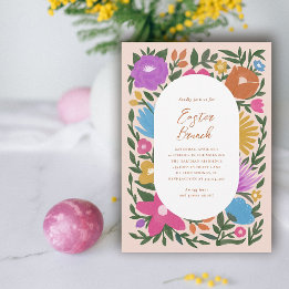 Hübsche Florals Osterfeier | Orange Einladung