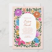 Hübsche Florals Osterfeier | Orange Einladung (Vorderseite)