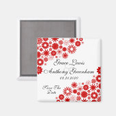 Hübsche Florals Red Save the Date Magnet (Vorderseite/Rückseite)