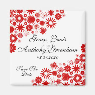 Hübsche Florals Red Save the Date Magnet