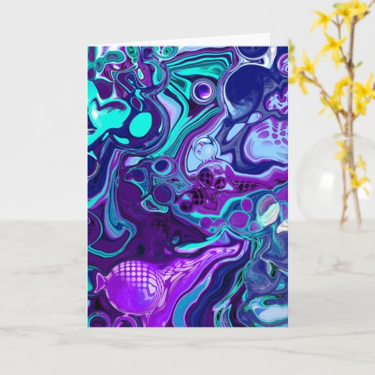 Hübsche Fluid Art | Über Sie nachdenken Karte (Gelbe Blume)