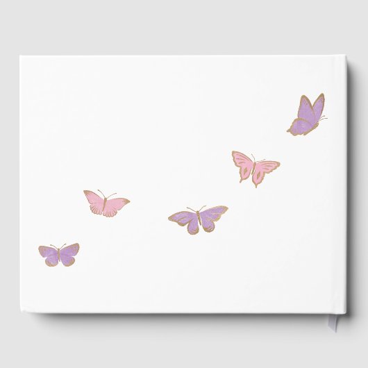 Hübsche Flutterblende Pastel Butterflies Babydusch Gästebuch (Rückseite)