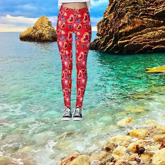 Hübsche Foil Textured Stack Double Heart Lollipops Leggings