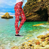 Hübsche Foil Textured Stack Double Heart Lollipops Leggings