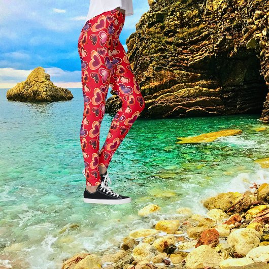 Hübsche Foil Textured Stack Double Heart Lollipops Leggings