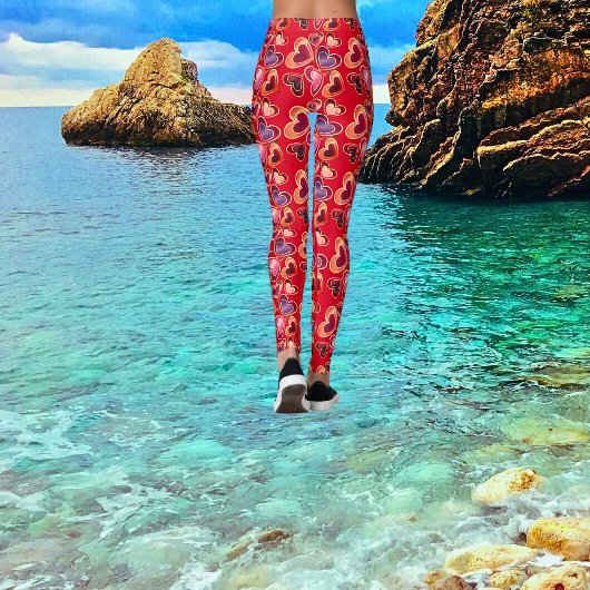 Hübsche Foil Textured Stack Double Heart Lollipops Leggings