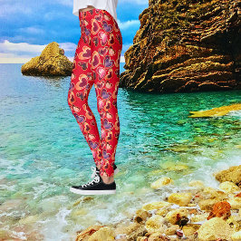 Hübsche Foil Textured Stack Double Heart Lollipops Leggings