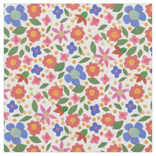 Hübsche Folk Art Blumengestelle nach Maß Stoff (Nahaufnahme)