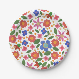 Hübsche Folk Art Floral Miniprint Platte Pappteller