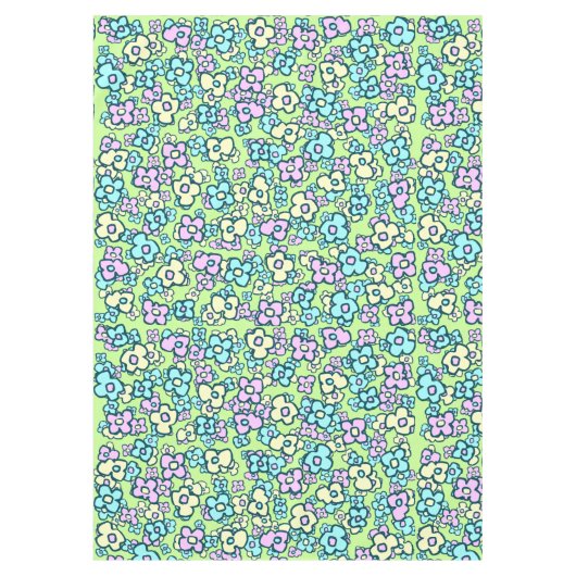 Hübsche Folklore Blume Pastelfarben Frühling Grün Tischdecke (Vorderseite)
