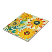 Hübsche Folklorekunst Gelbe Blumen Fliese (Seite)