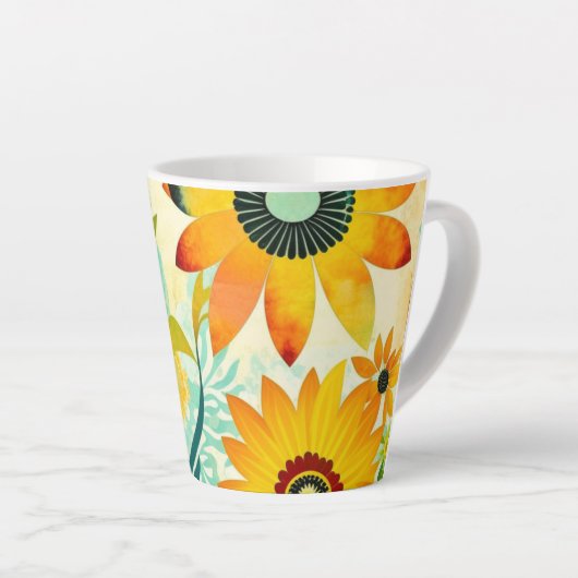 Hübsche Folklorekunst Gelbe Blumen Milchtasse (Rechte Ecke)