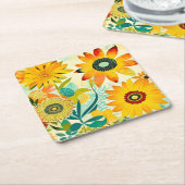 Hübsche Folklorekunst Gelbe Blumen Rechteckiger Pappuntersetzer (angewinkelt)