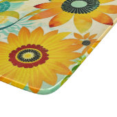 Hübsche Folklorekunst Gelbe Blumen Schneidebrett (Ecke)