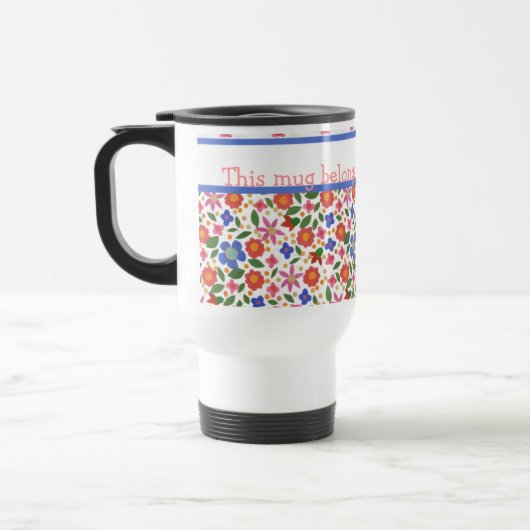 Hübsche Folklorekunstflora auf weißer Reise Mug Reisebecher (Links)