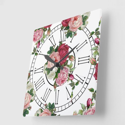 Hübsche französische Landesflora Quadratische Wanduhr (Winkel)