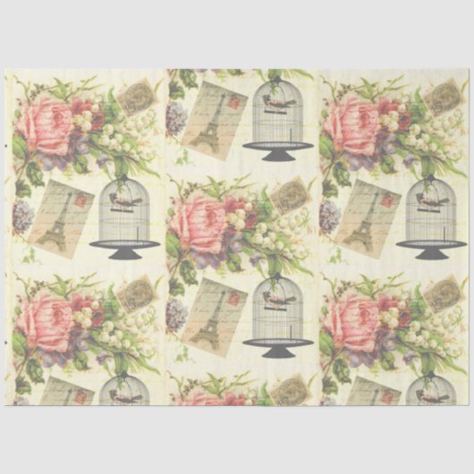 Hübsche französische Vintage Seidenpapier (Vorderseite)